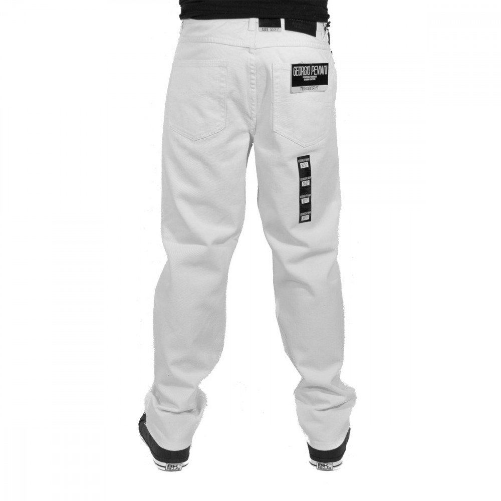 Georgio Peviani Men's White Comfort Fit Denim Jeans
