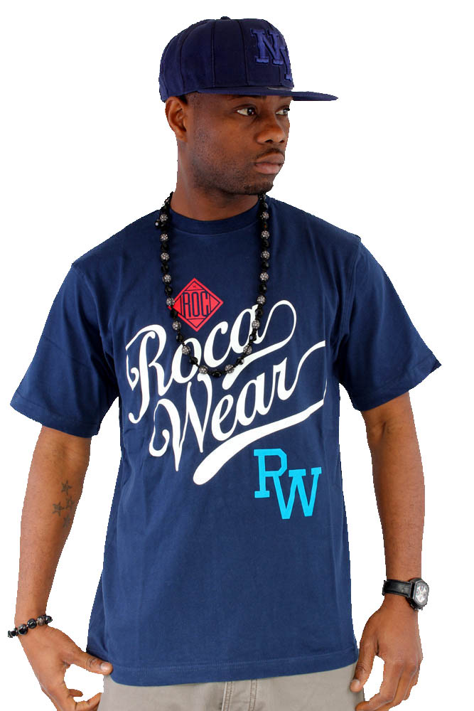 Rocawear Mens Printed Roc Wesley Blue Short Sleeve Cotton T Shirt 3104