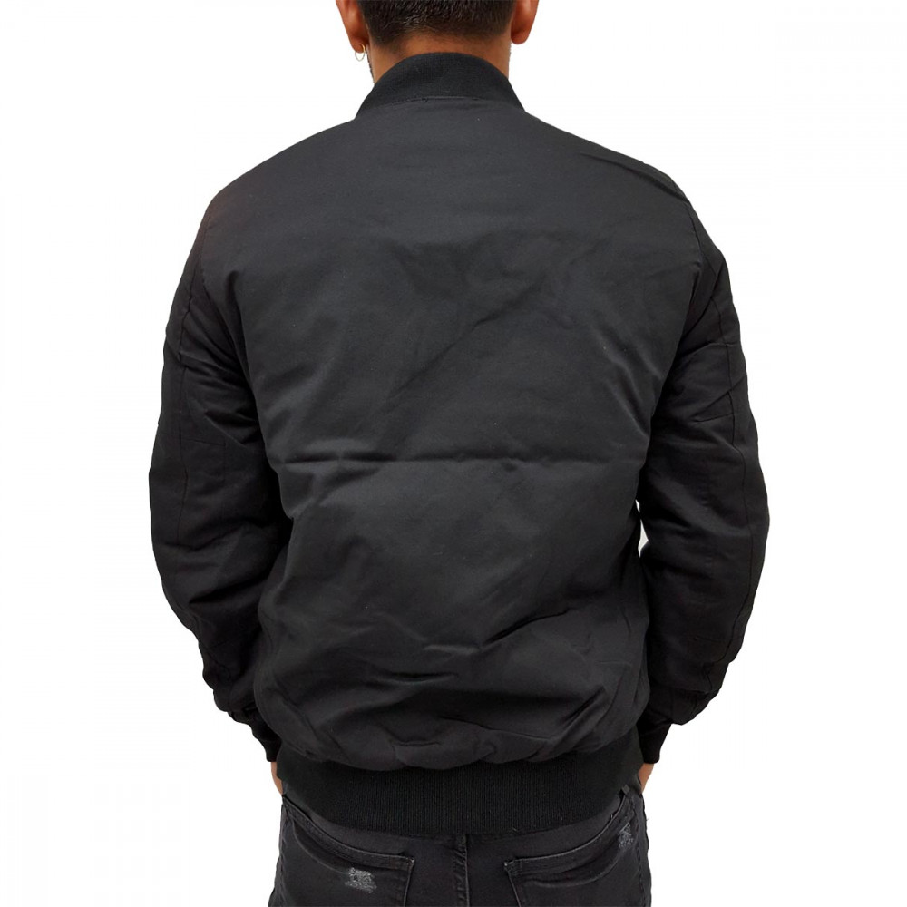 BDS Men's Black Cotton Quilted Reversible Bomber Baseball Jacket
