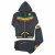 Men's Urban Double Rasta Stripe Lion Black Tracksuit