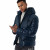 Men's Navy Shiny Urban Wrap Around Neck Padded Puffer Winter Hooded Jacket